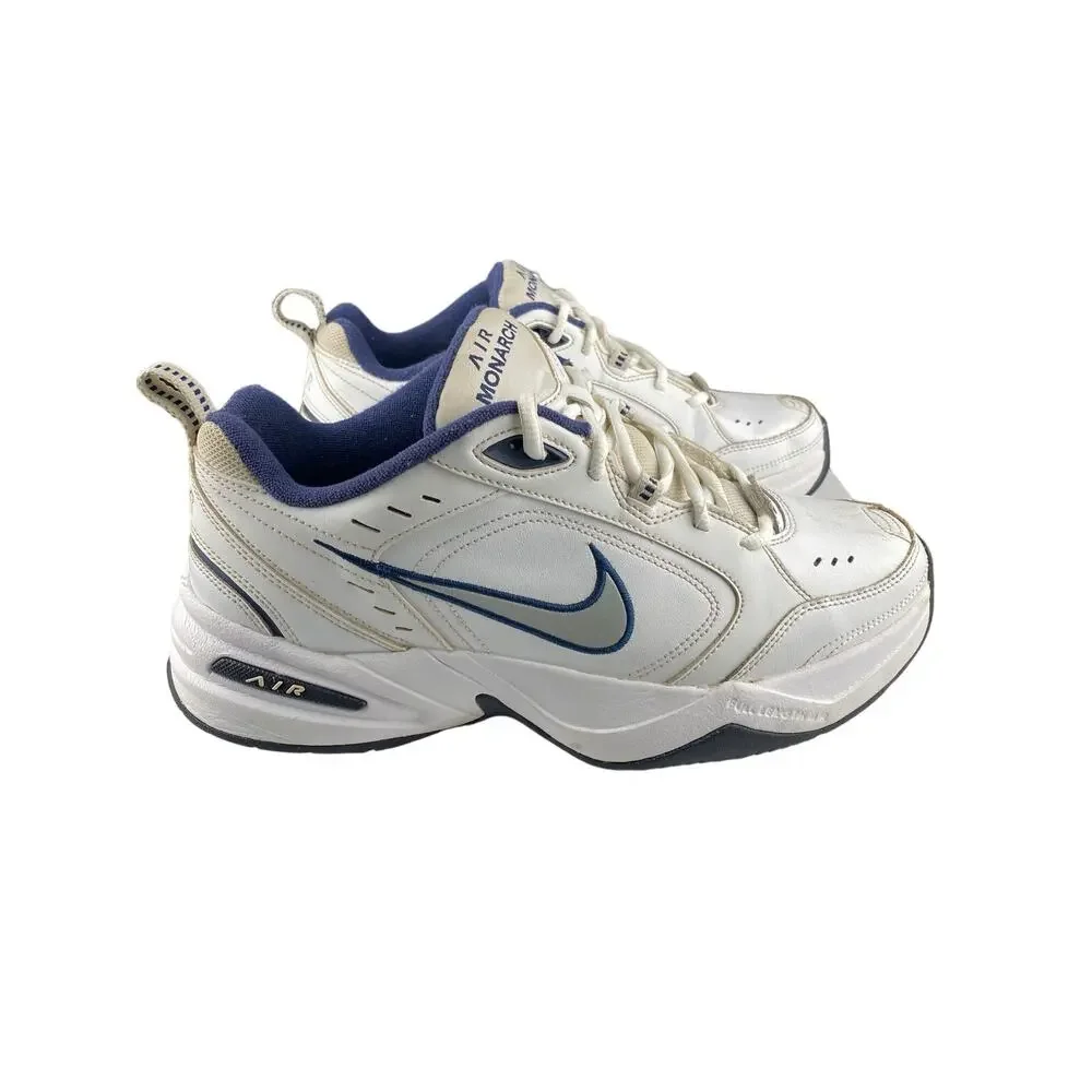 Nike Air Monarch IV 4 White Silver Navy Retro Men Casual Chunky Shoes 415445-102
